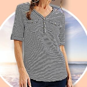 NWT XL Elbow Sleeve Utility Henley Top 4 COLORS AVBLE